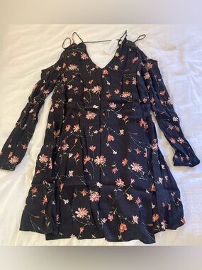 Bohemian floral strap Cold Shoulder Shift Dress